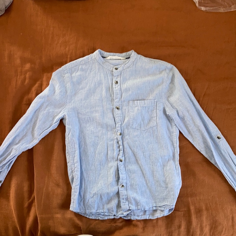 Boys H & M blue button long sleeve 11-12